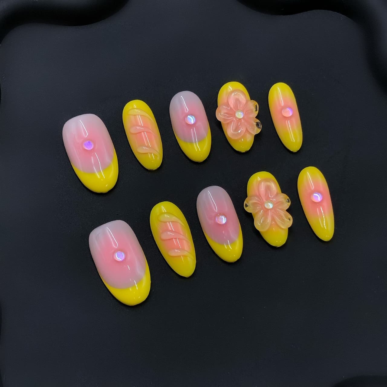 Radiant Blossom Glow Handmade Press On Nails - Arcanus Nails