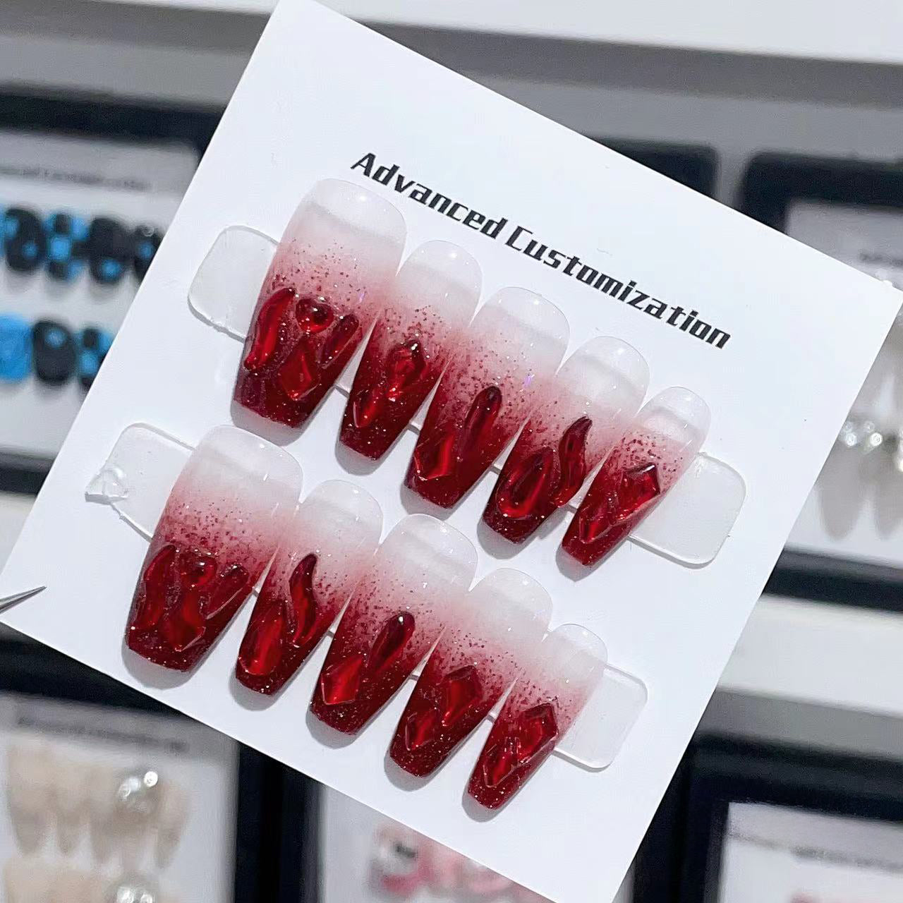 Ruby Ember Handmade Press On Nails - Arcanus Nails