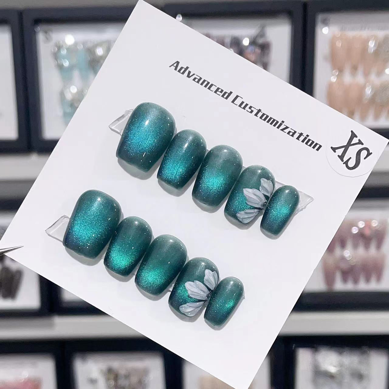 Emerald Whisper Handmade Press On Nails - Arcanus Nails