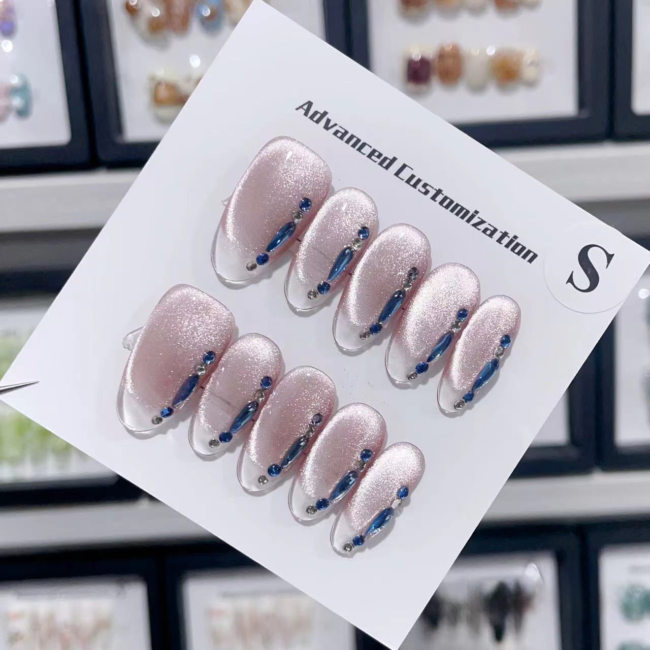 Midnight Rose Quartz Handmade Press On Nails - Arcanus Nails
