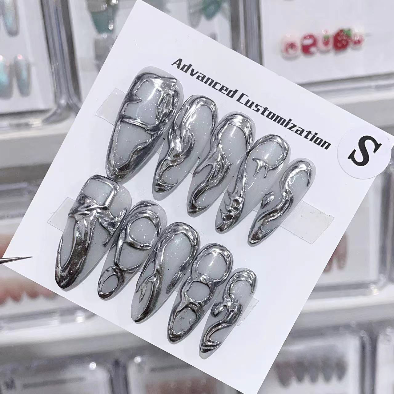 Liquid Chrome Mirage Handmade Press On Nails - Arcanus Nails