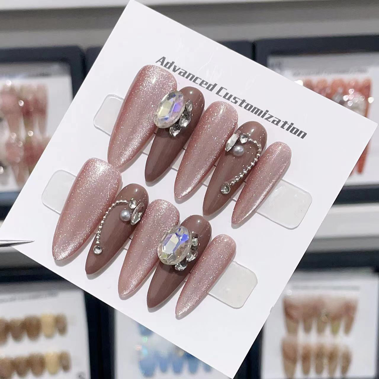 Rosewood Glamour Handmade Press On Nails - Arcanus Nails