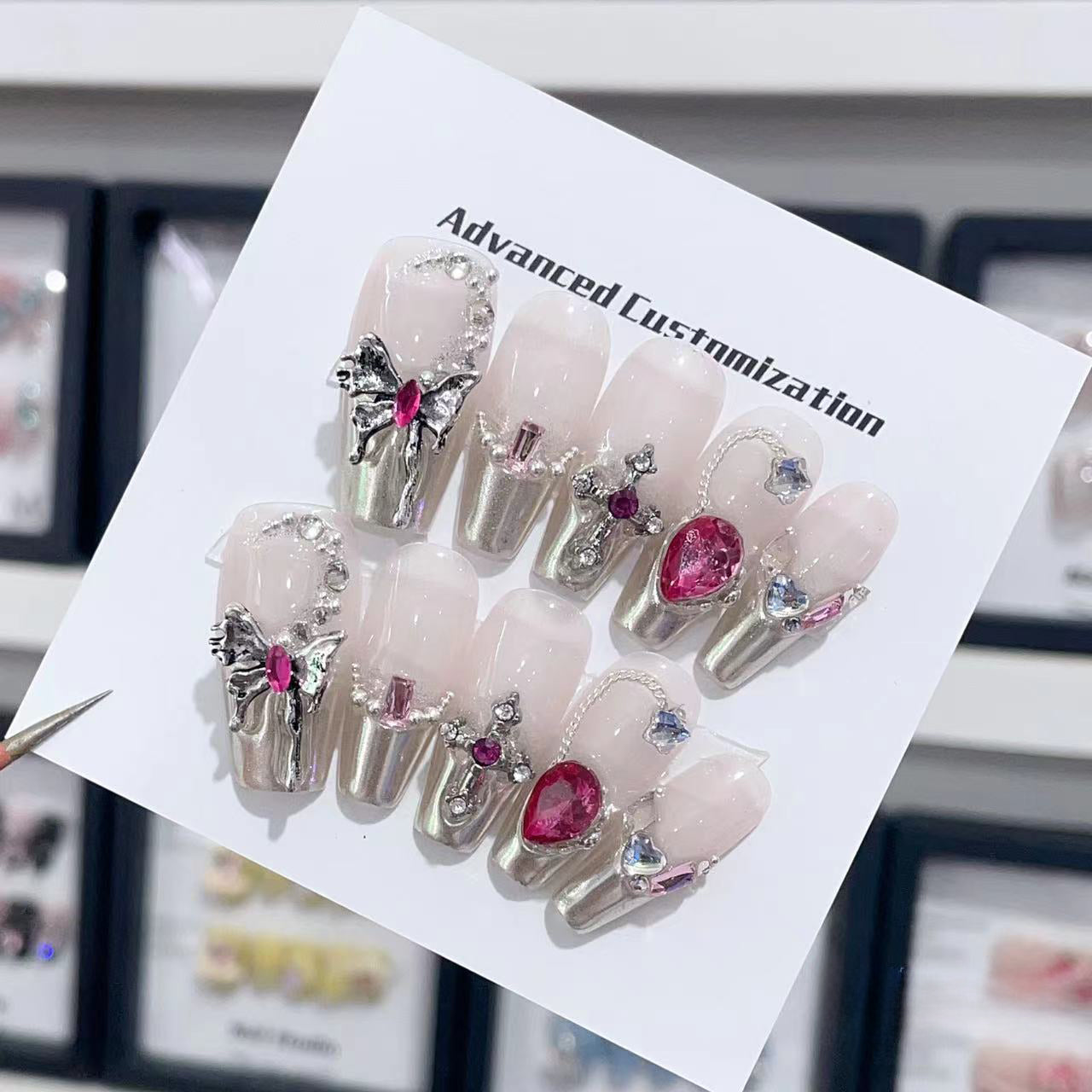 Baroque Ruby Majesty Handmade Press On Nails - Arcanus Nails