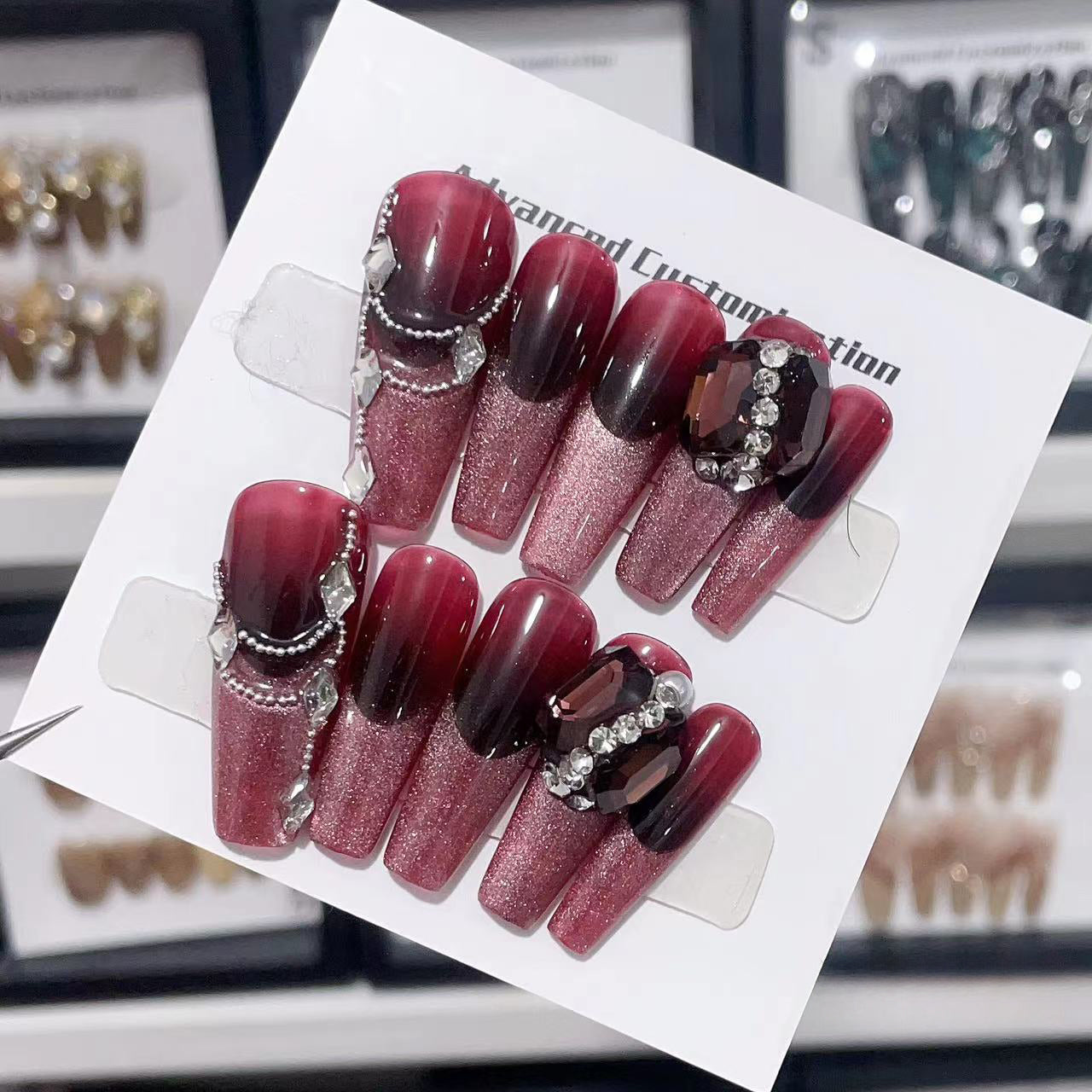 Merlot Elegance Handmade Press On Nails - Arcanus Nails
