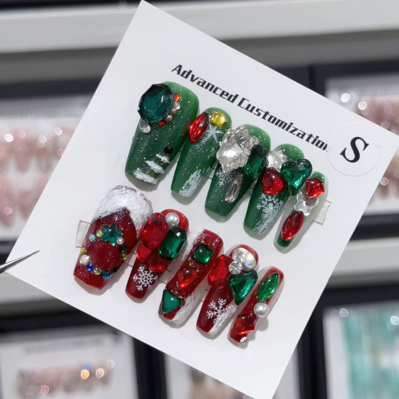 Yuletide Glamour Handmade Press On Nails - Arcanus Nails
