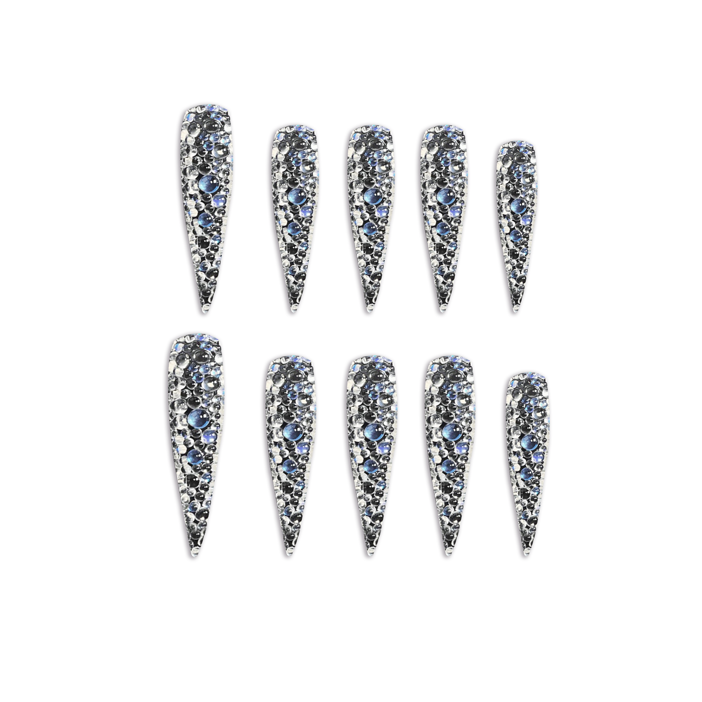 Midnight Blue Elegance Handmade Press On Nails - Arcanus Nails