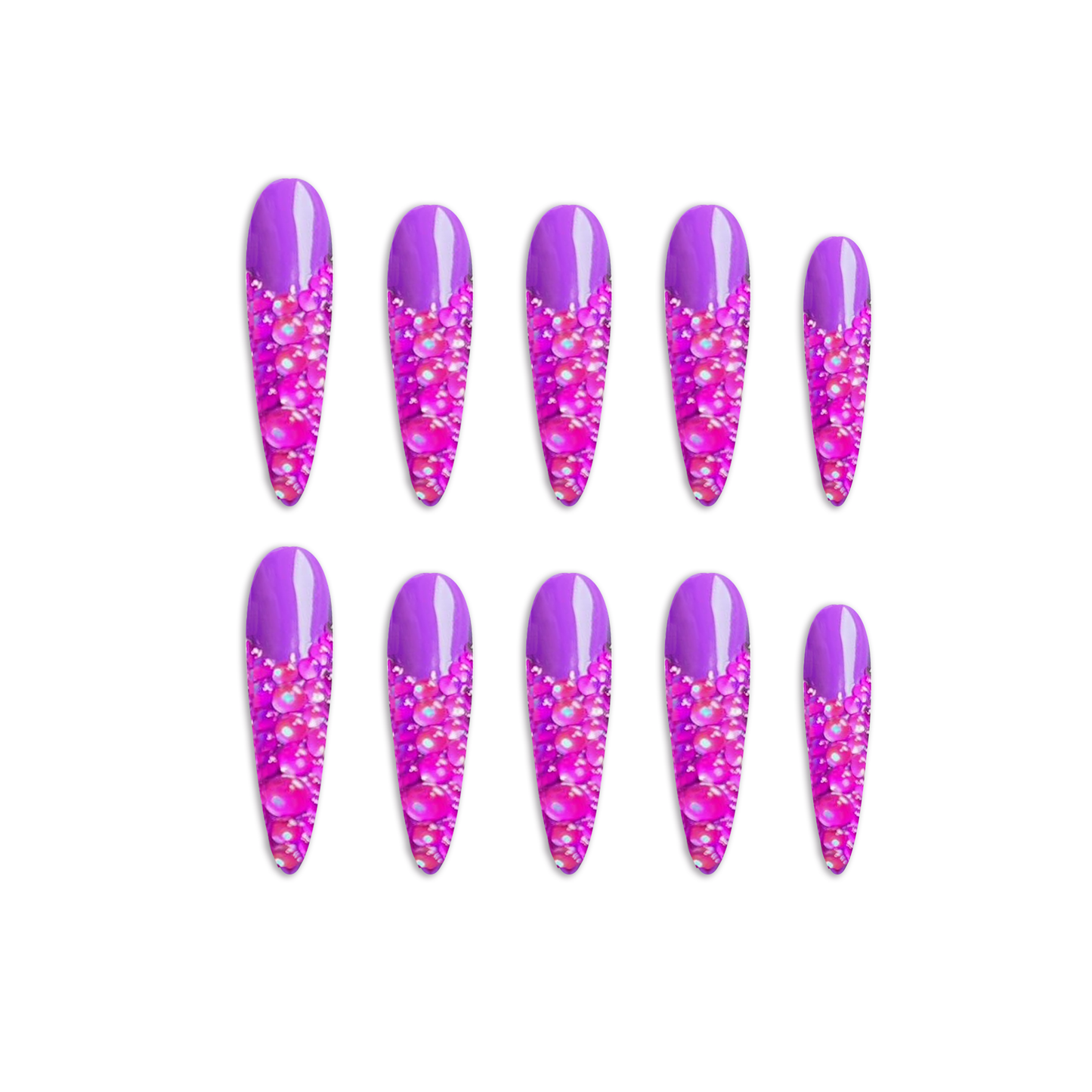 Luminous Lavender Gems Handmade Press On Nails - Arcanus Nails