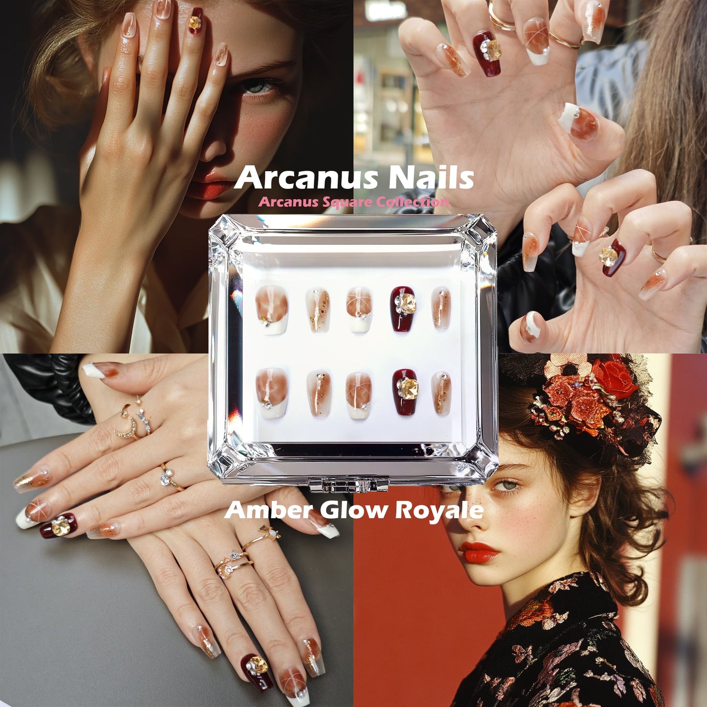Amber Glow Royale Handmade Press On Nails - Arcanus Nails