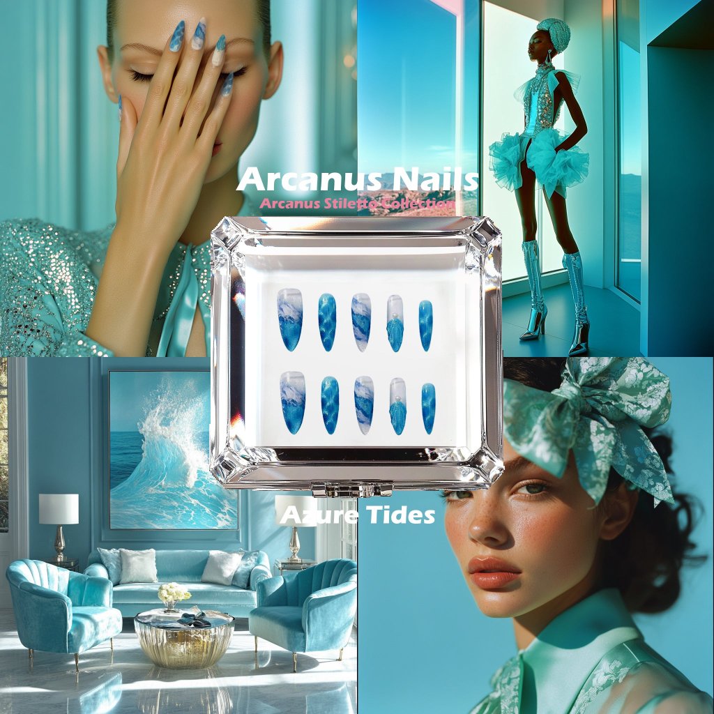 Azure Tides Handmade Press On Nails - Arcanus Nails