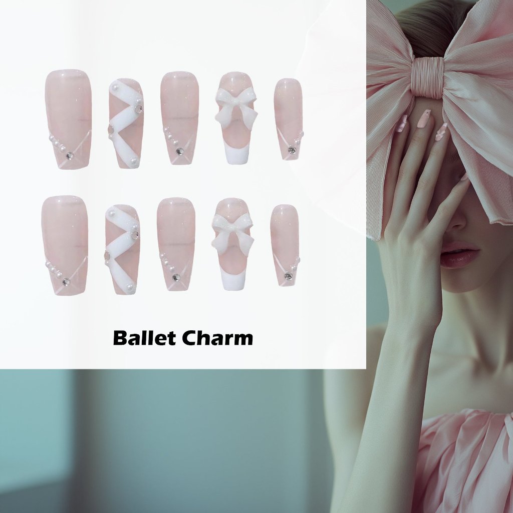 Ballet Charm Handmade Press On Nails - Arcanus Nails