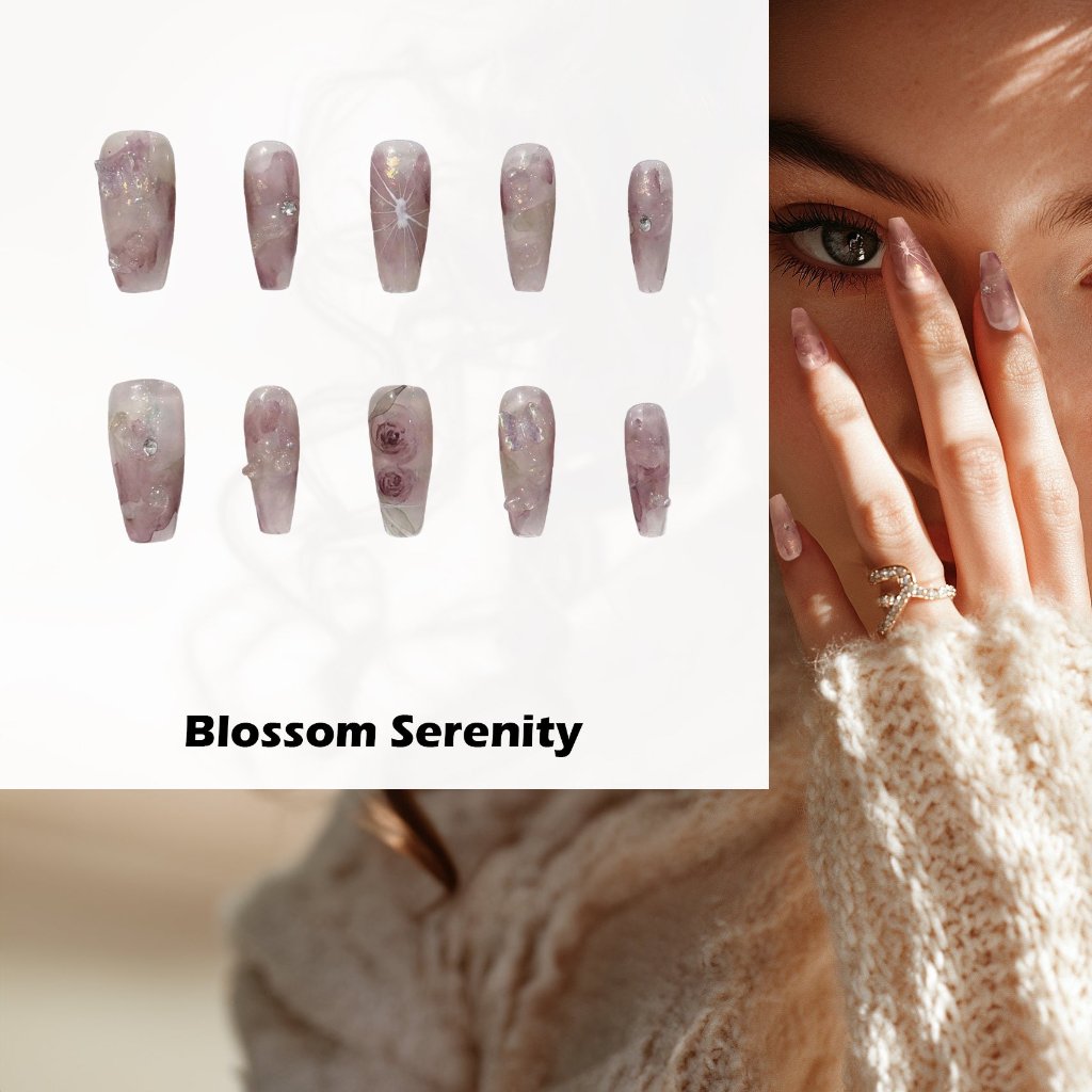 Blossom Serenity Handmade Press On Nails - Arcanus Nails