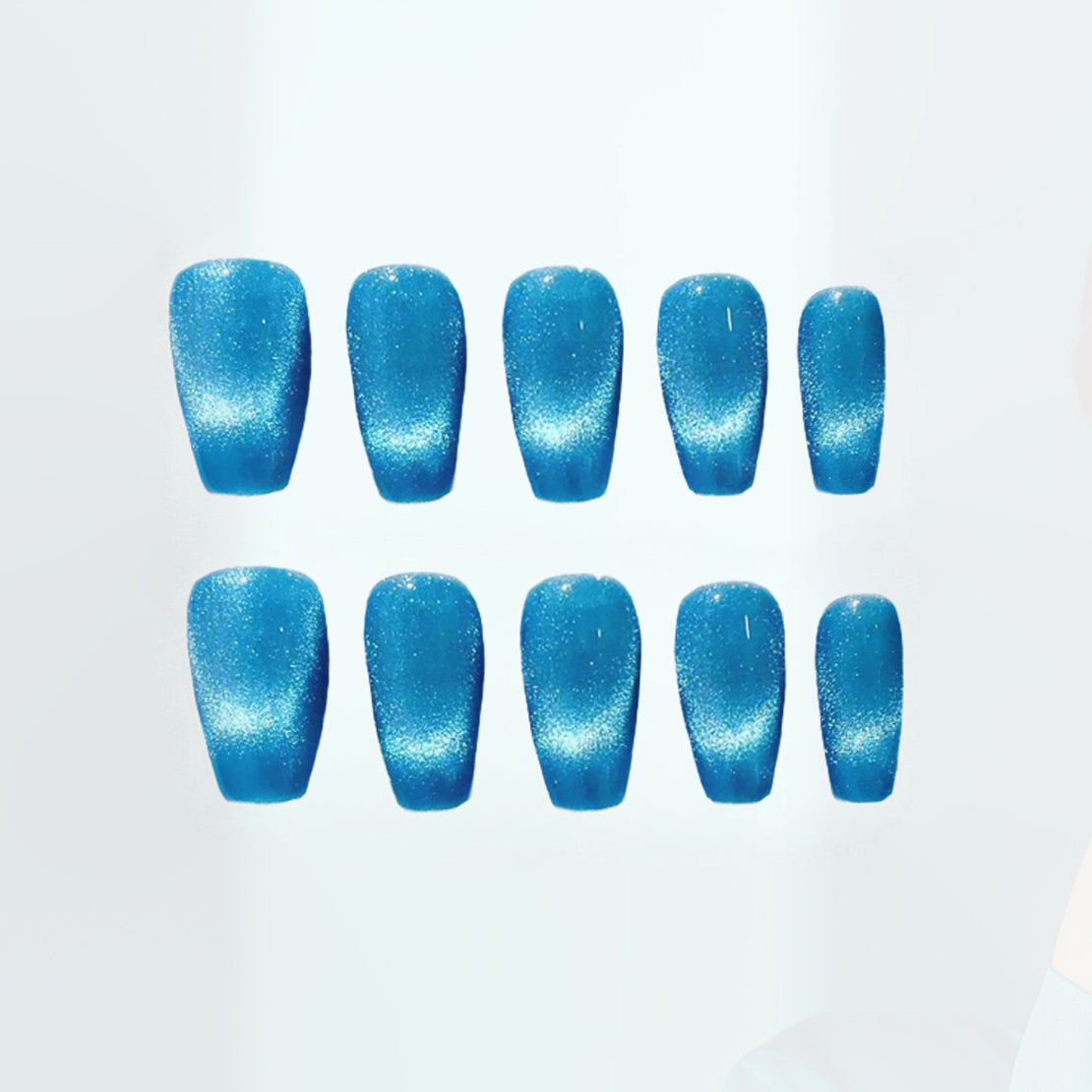 Blue Cat Eye Handmade Press On Nails - Arcanus Nails