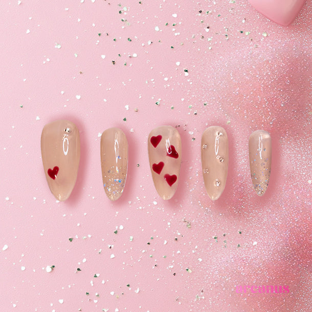 Heartfelt Sparkles Handmade Press On Nails - Arcanus Nails