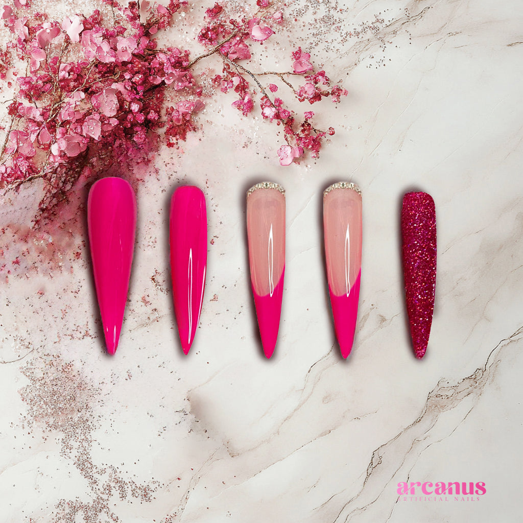 Bold Fuchsia Glam Handmade Press On Nails - Arcanus Nails