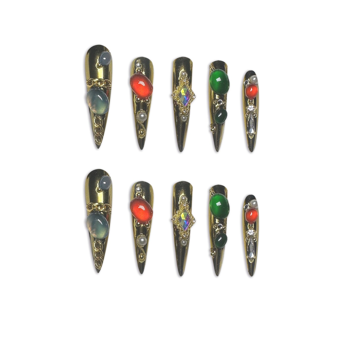 Mystic Gemstone Glam Handmade Press On Nails - Arcanus Nails