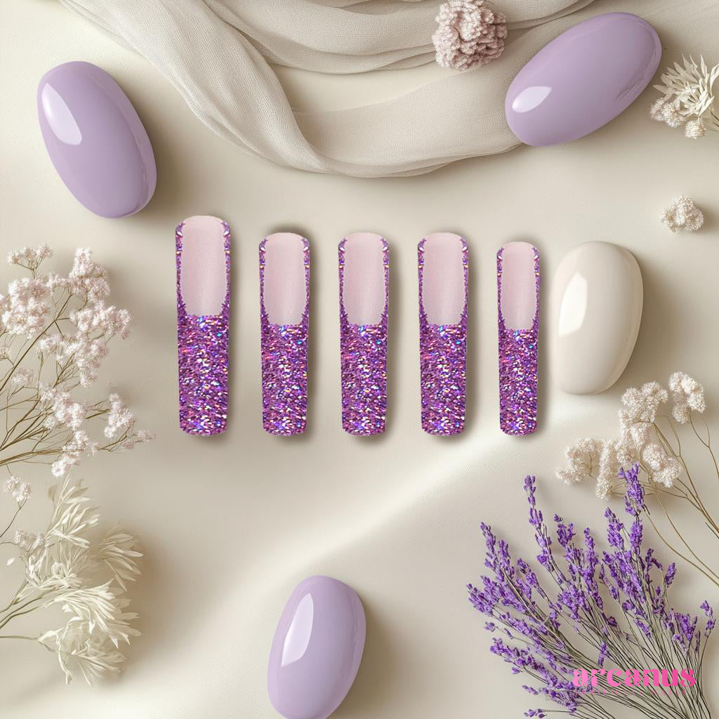 Sparkling Lavender Dream Handmade Press On Nails - Arcanus Nails