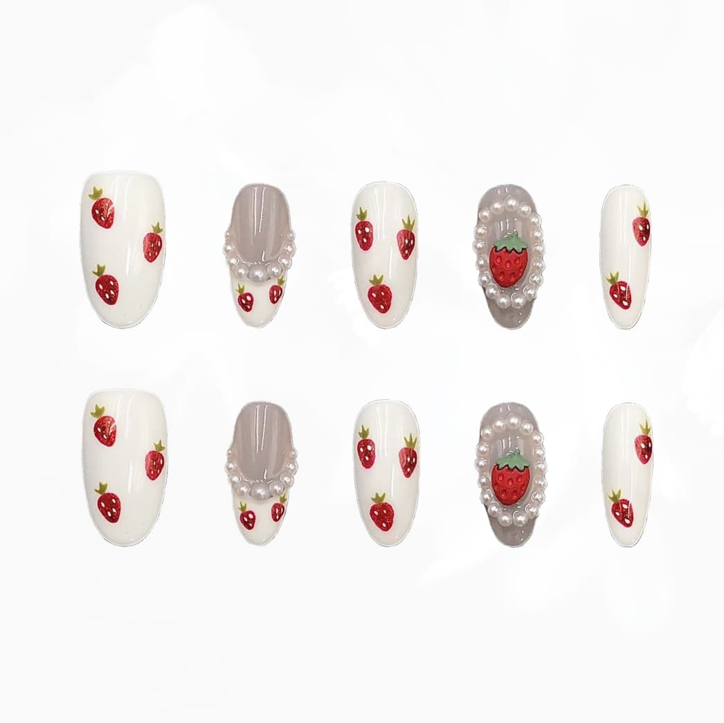 Strawberry Bliss Handmade Press On Nails - Arcanus Nails