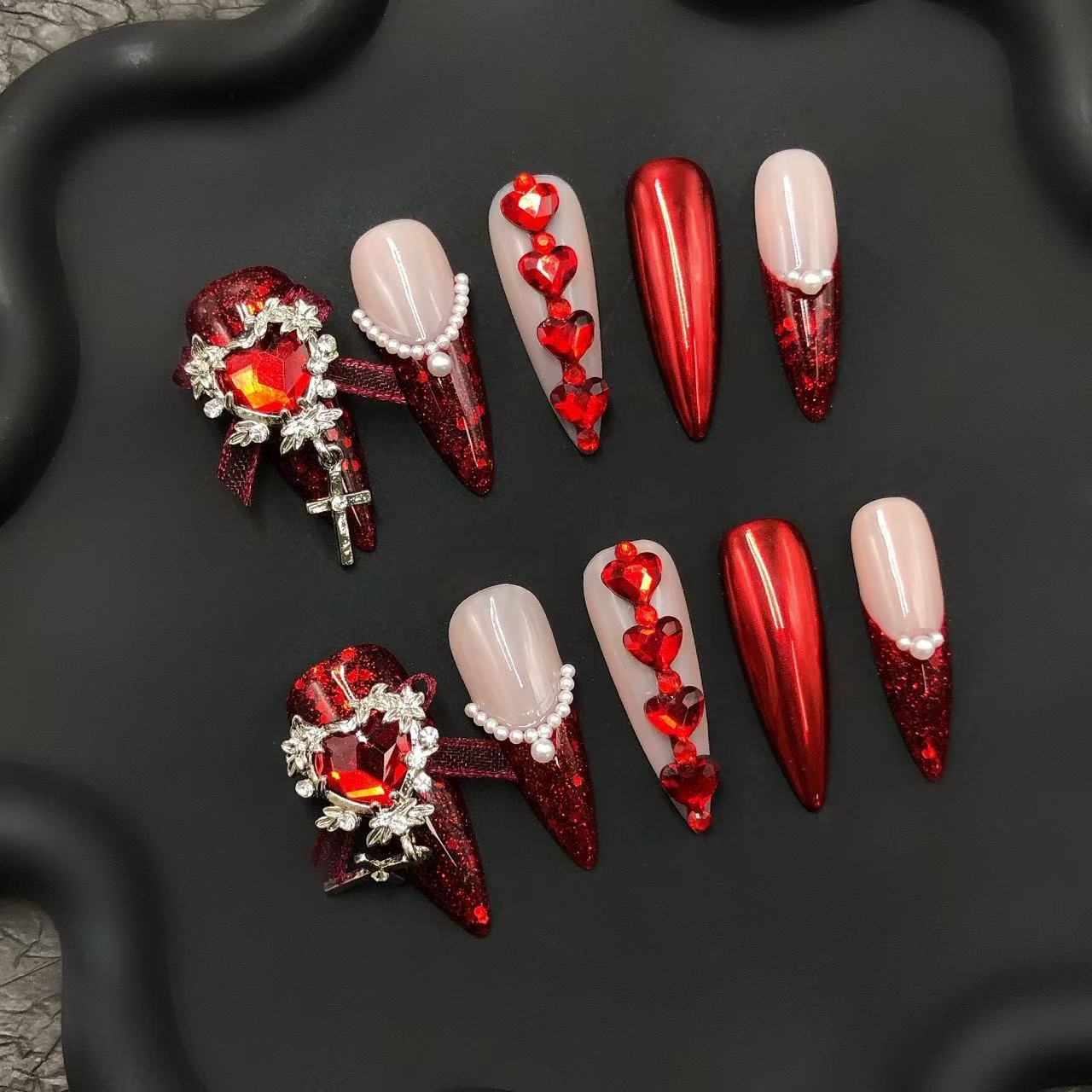 Ruby Reverie Handmade Press On Nails - Arcanus Nails