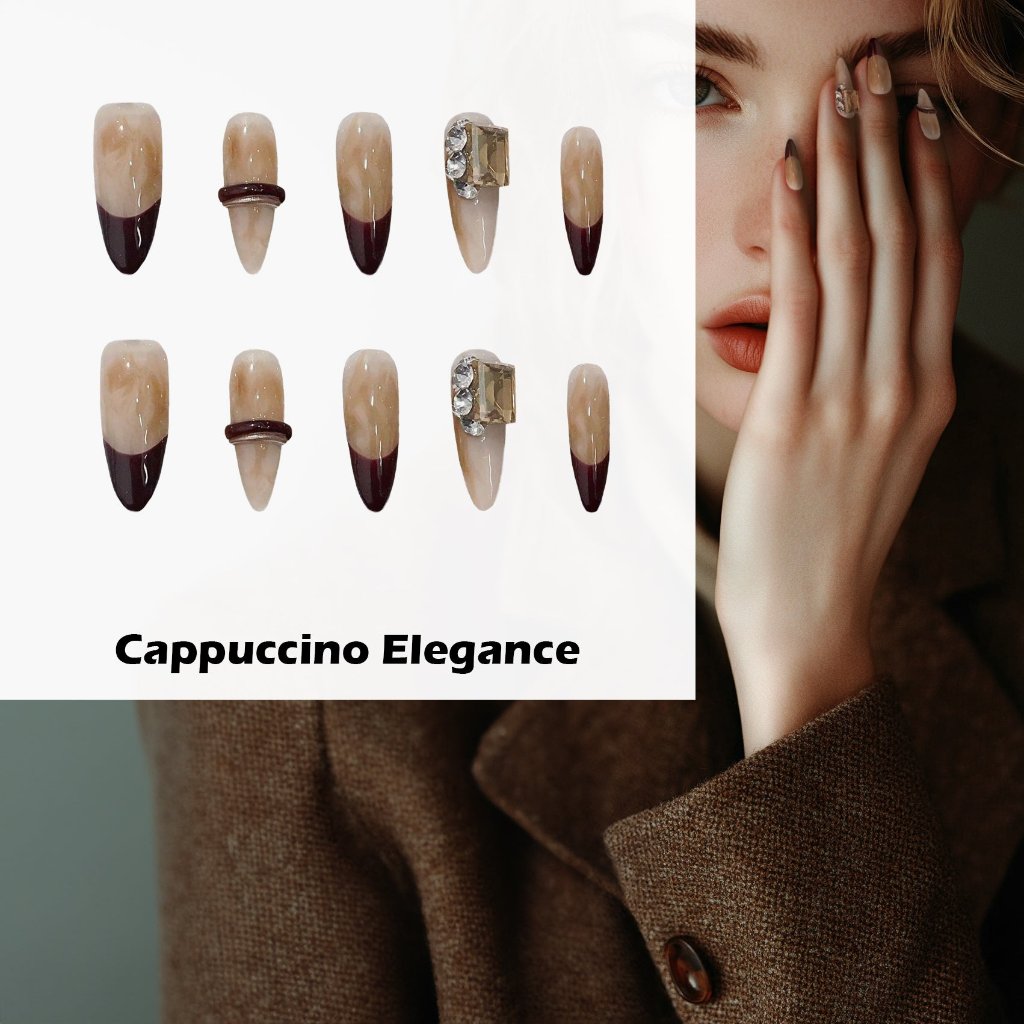 Cappuccino Elegance Handmade Press On Nails - Arcanus Nails