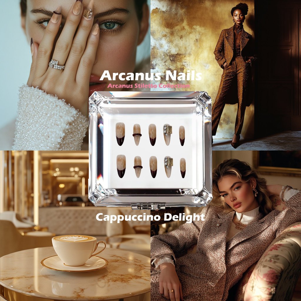 Cappuccino Elegance Handmade Press On Nails - Arcanus Nails