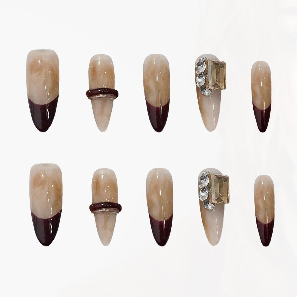 Cappuccino Elegance Handmade Press On Nails - Arcanus Nails