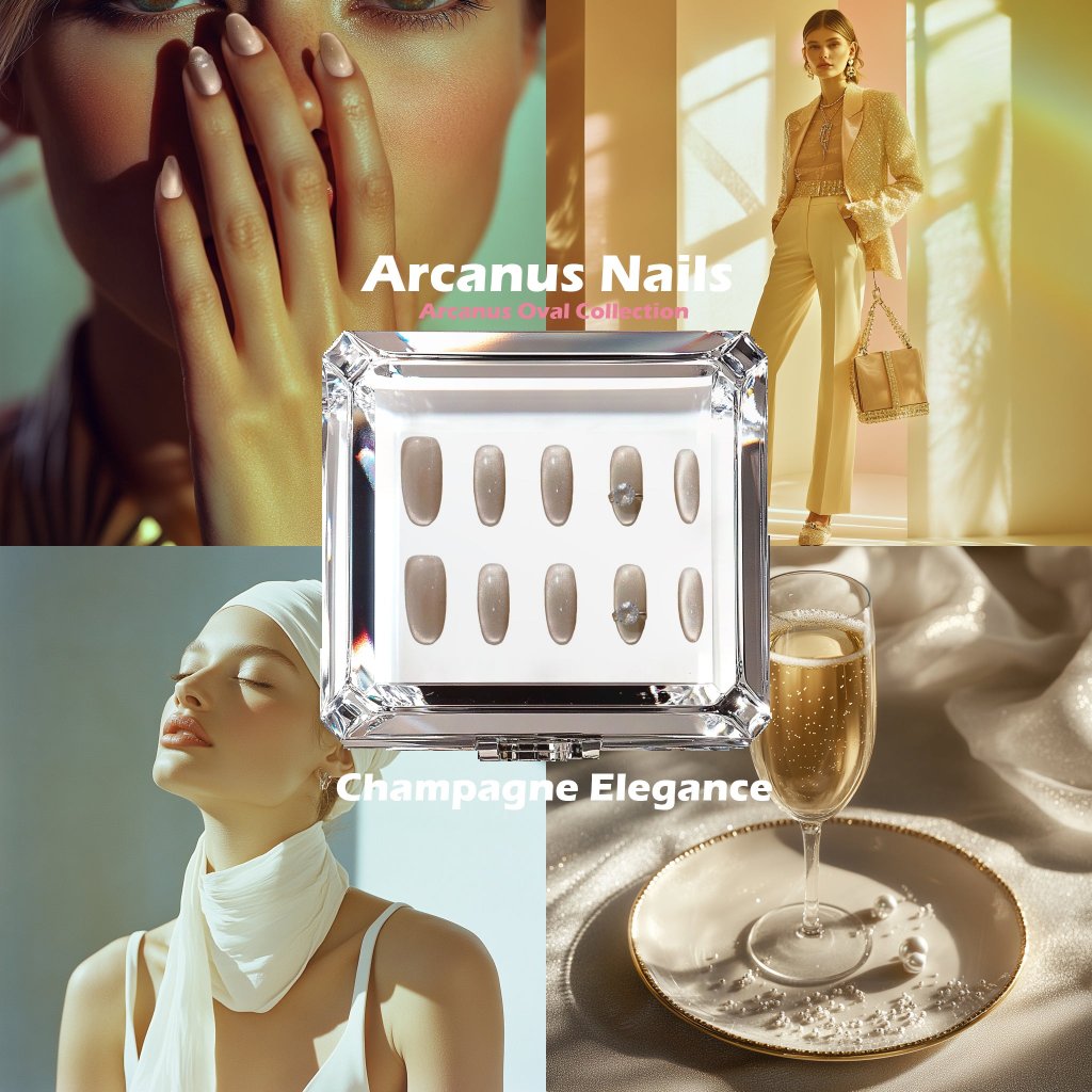 Champagne Elegance Handmade Press On Nails - Arcanus Nails