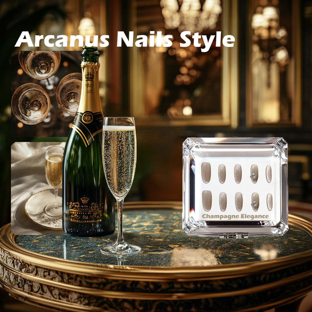 Champagne Elegance Handmade Press On Nails - Arcanus Nails