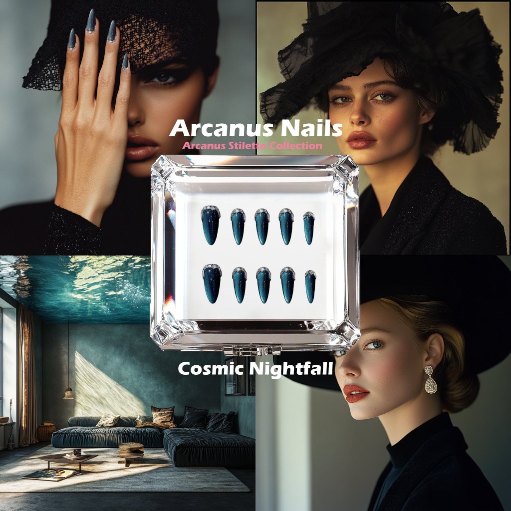 Cosmic Nightfall Handmade Press On Nails - Arcanus Nails