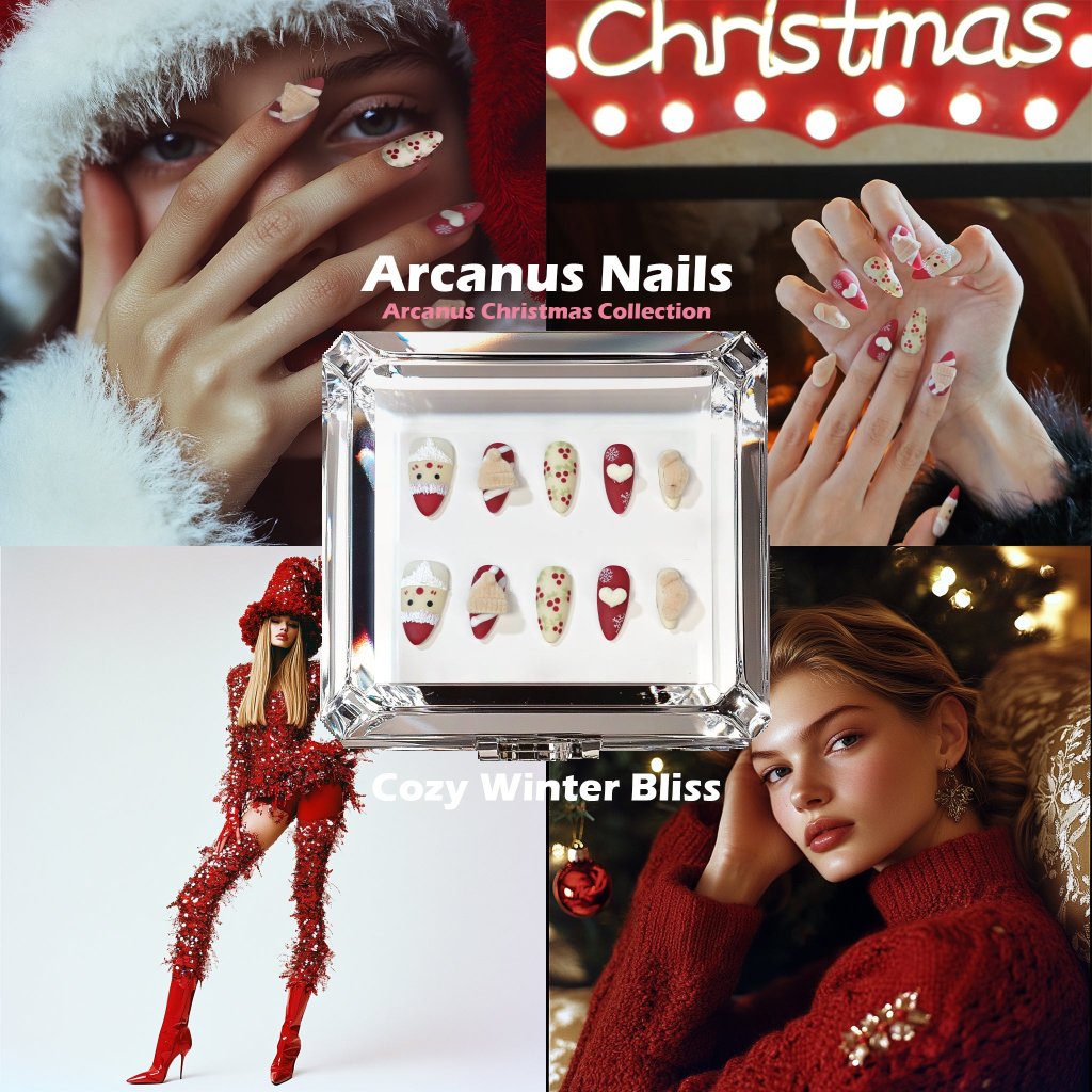 Cozy Winter Bliss Handmade Press On Nails - Arcanus Nails
