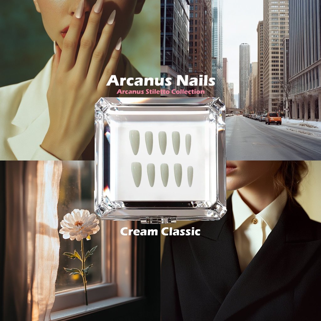 Cream Classic Handmade Press On Nails - Arcanus Nails
