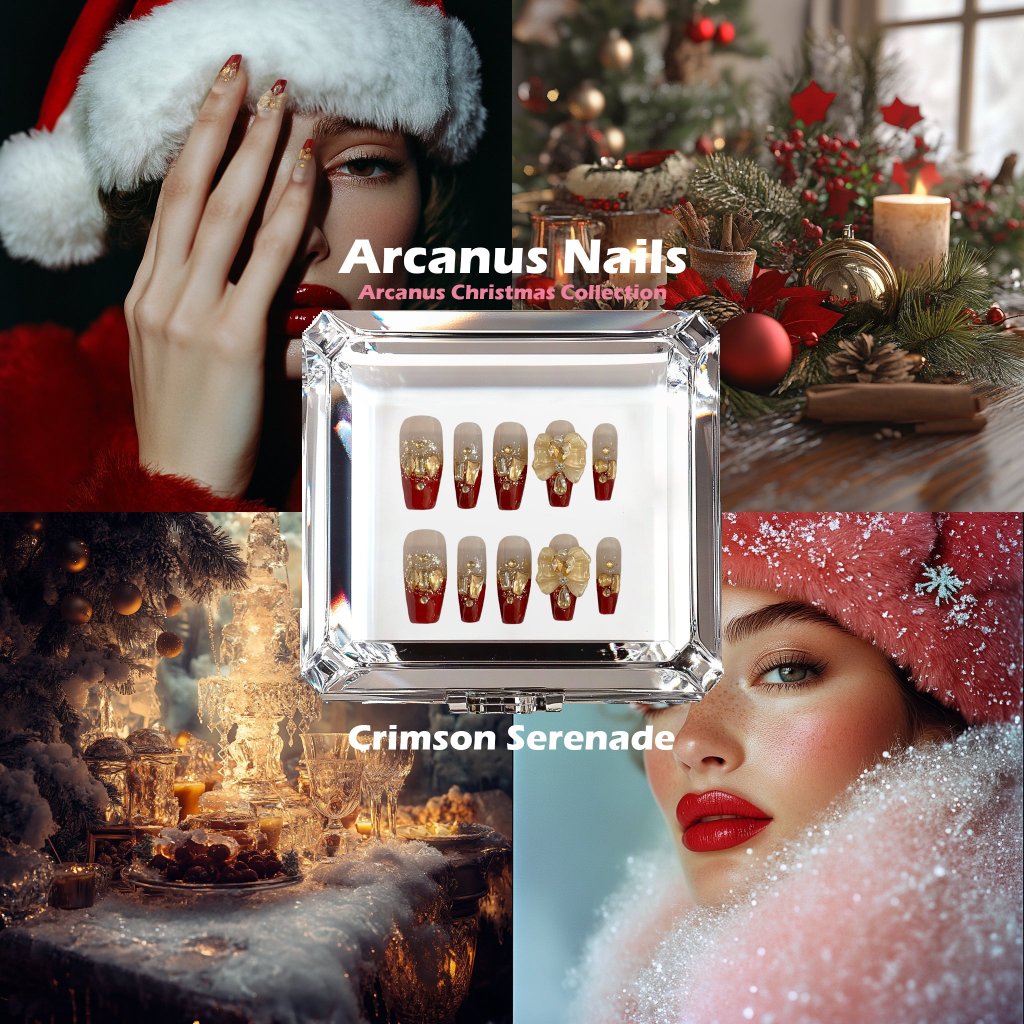 Crimson Serenade Handmade Press On Nails - Arcanus Nails