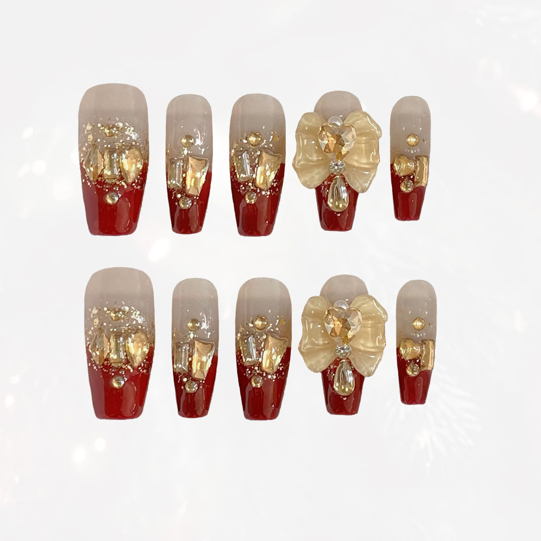 Crimson Serenade Handmade Press On Nails - Arcanus Nails