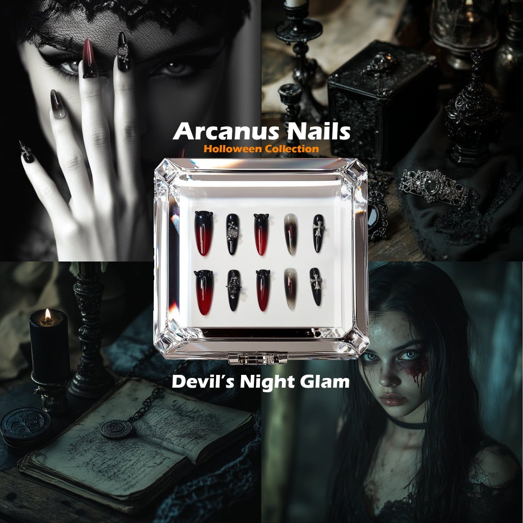 Devil's Night Glam Handmade Press On Nails - Arcanus Nails