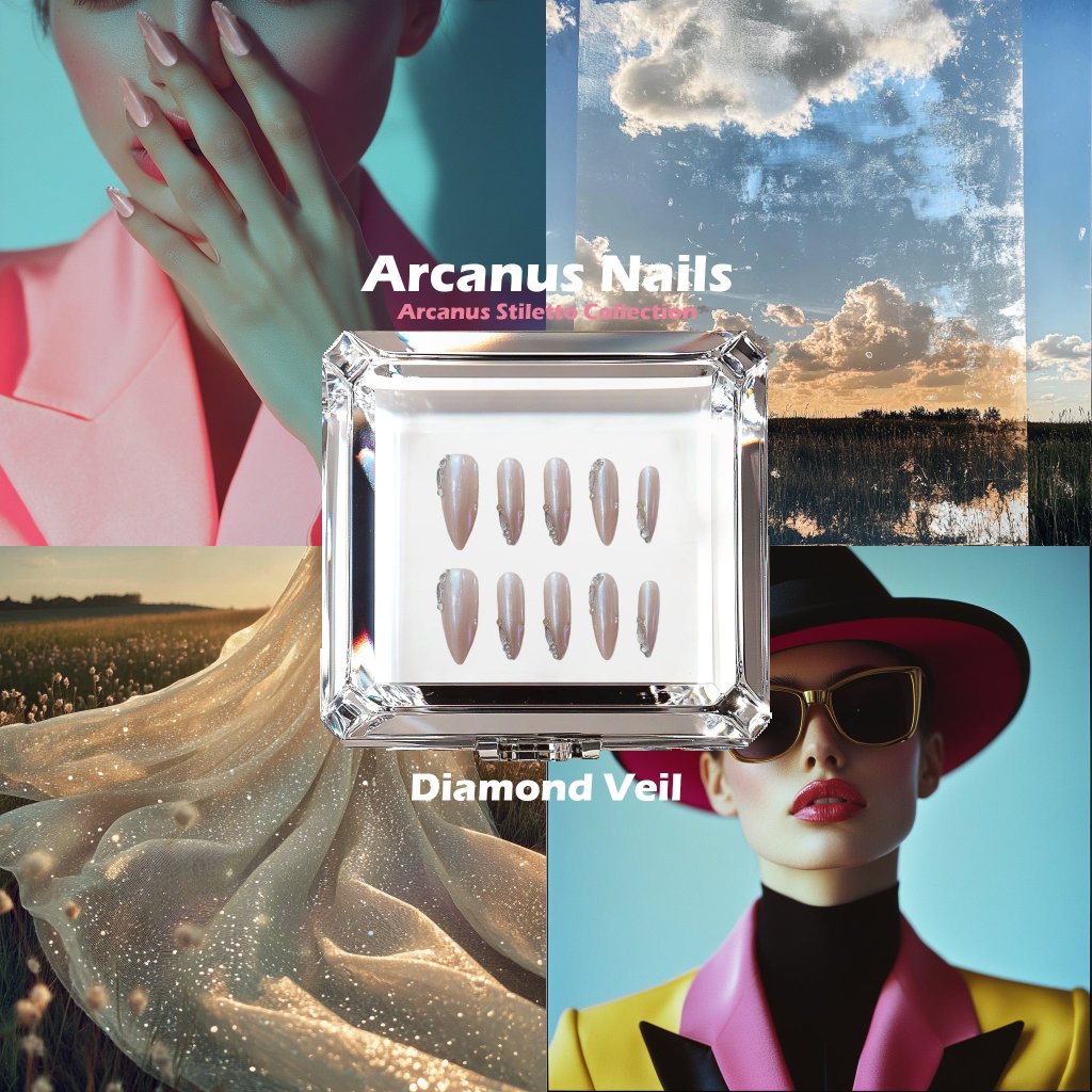 Diamond Veil Handmade Press On Nails - Arcanus Nails