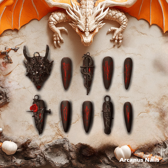 Dragon Thorn Handmade Press On Nails - Arcanus Nails