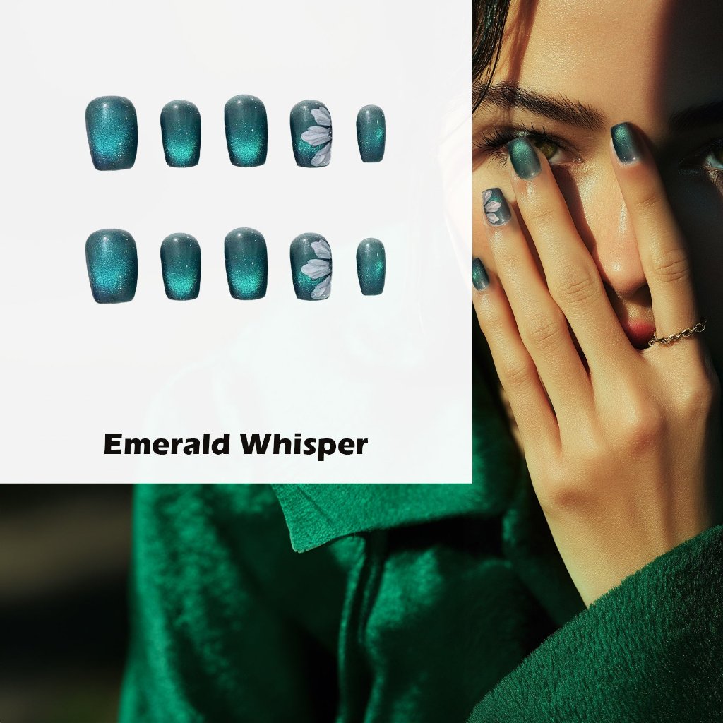 Emerald Whisper Handmade Press On Nails - Arcanus Nails