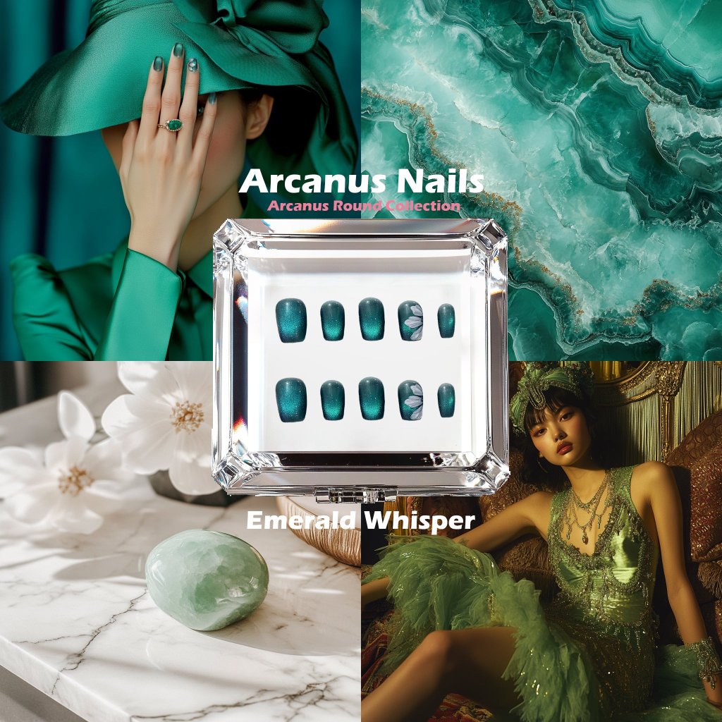 Emerald Whisper Handmade Press On Nails - Arcanus Nails
