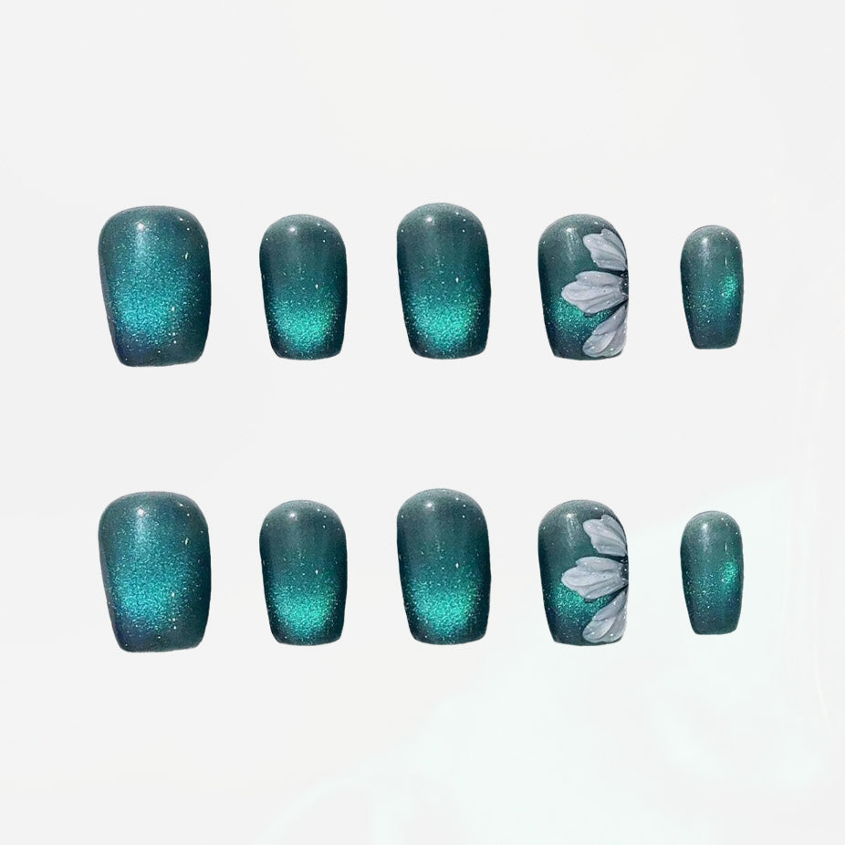 Emerald Whisper Handmade Press On Nails - Arcanus Nails