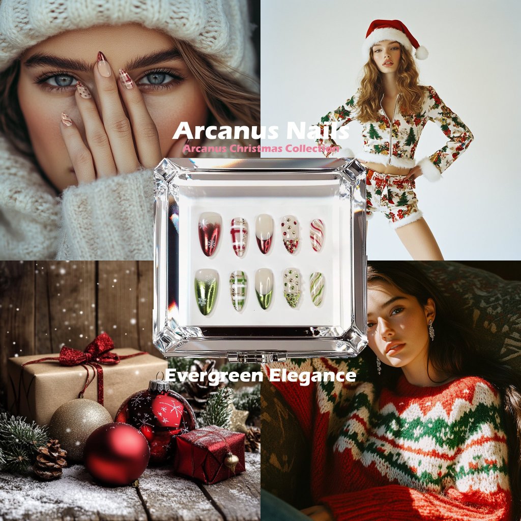 Evergreen Elegance Handmade Press On Nails - Arcanus Nails