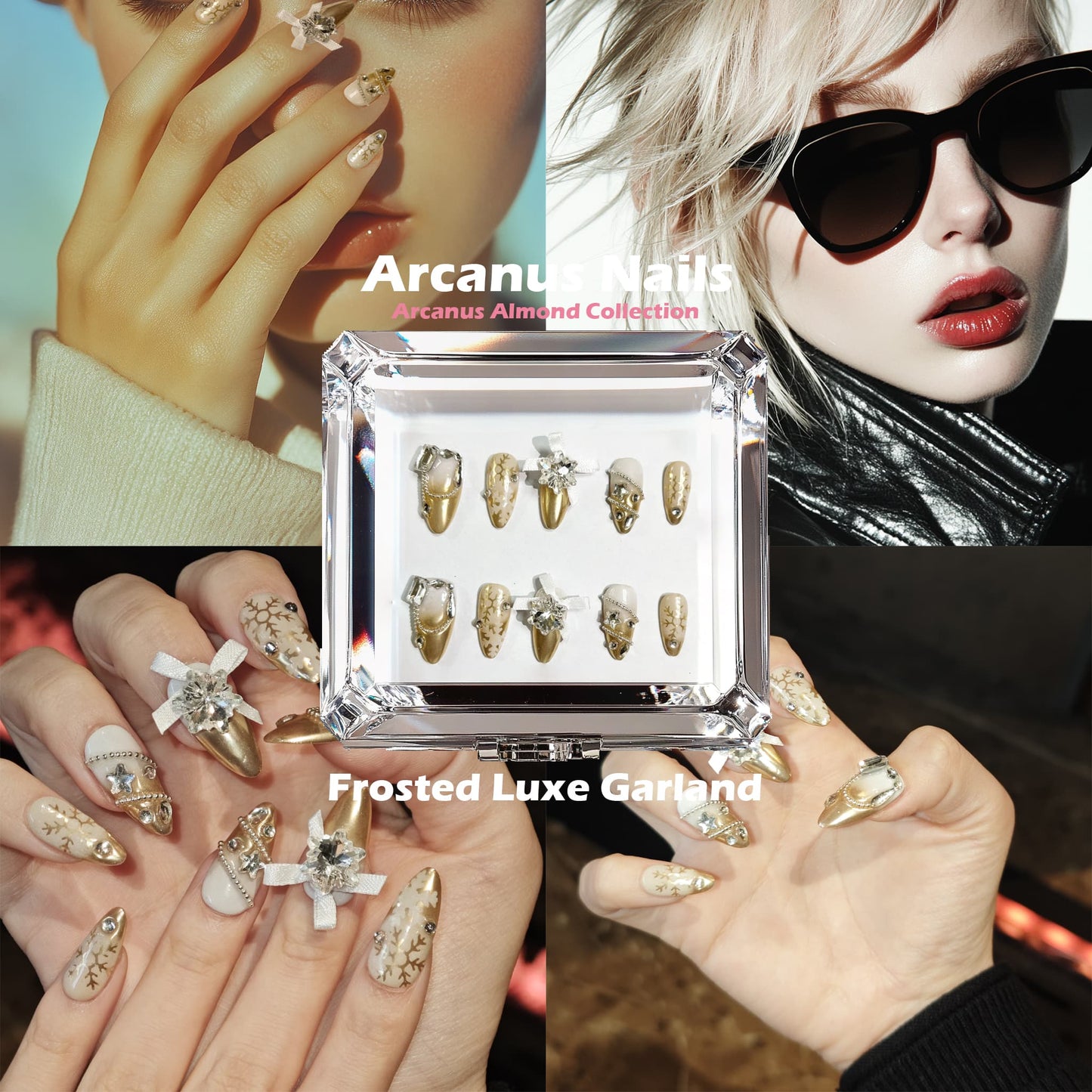 Frosted Luxe Garland Handmade Press On Nails - Arcanus Nails