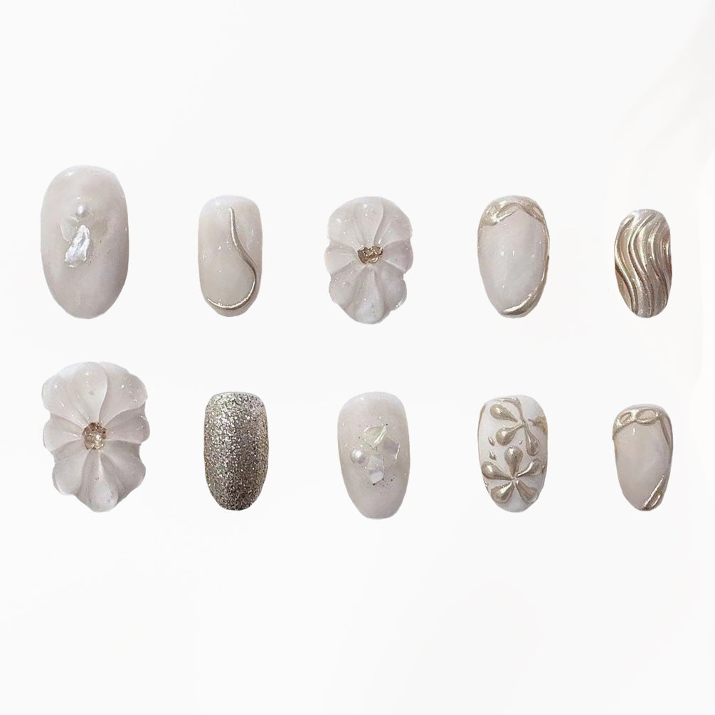 Gilded Blossom Handmade Press On Nails - Arcanus Nails