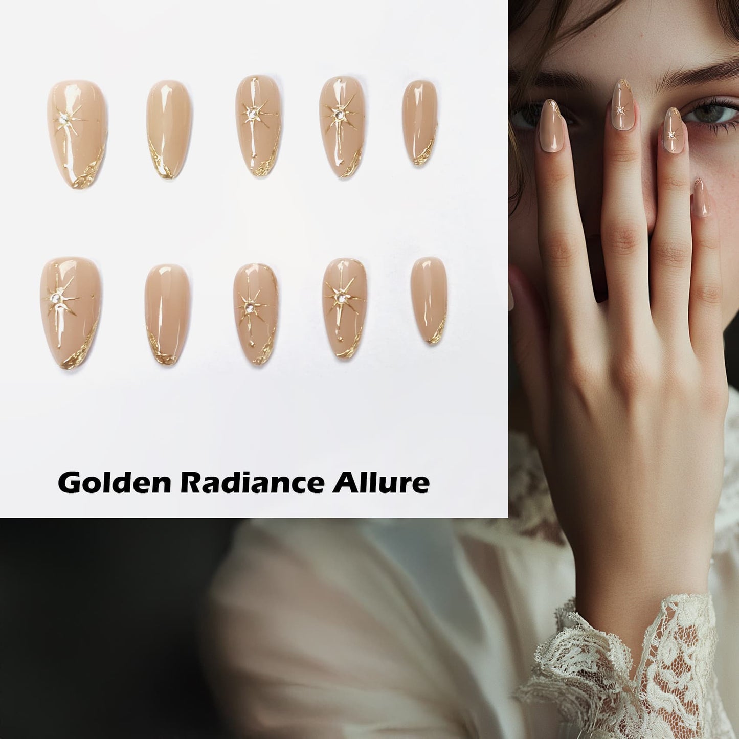 Golden Radiance Allure Handmade Press On Nails - Arcanus Nails
