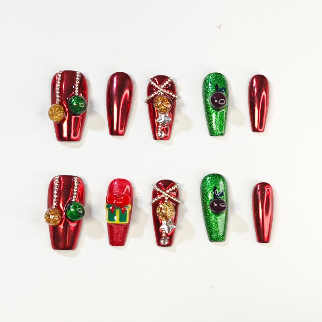 Holiday Gleam Handmade Press On Nails - Arcanus Nails
