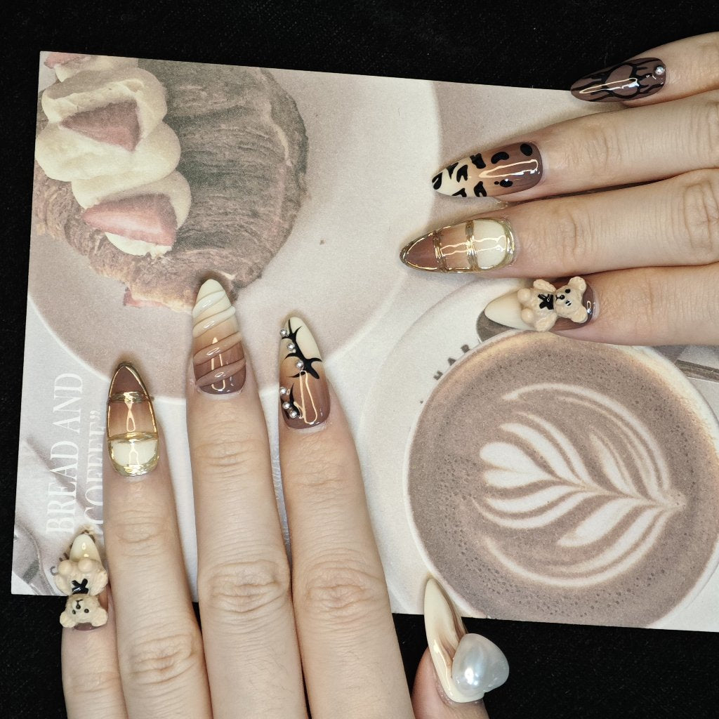 Teddy Luxe Charm Handmade Press On Nails - Arcanus Nails