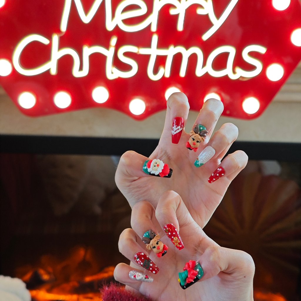 Jolly Reindeer Delight Handmade Press On Nails - Arcanus Nails