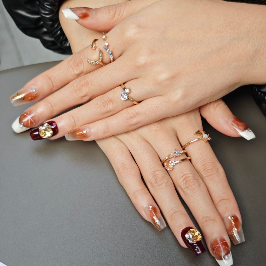 Amber Glow Royale Handmade Press On Nails - Arcanus Nails