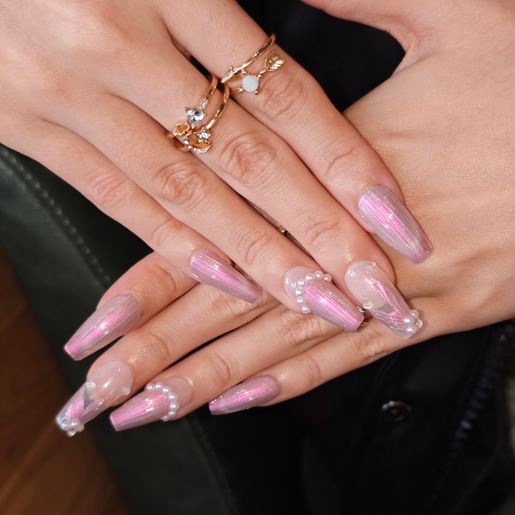Mermaid's Blush Handmade Press On Nails - Arcanus Nails