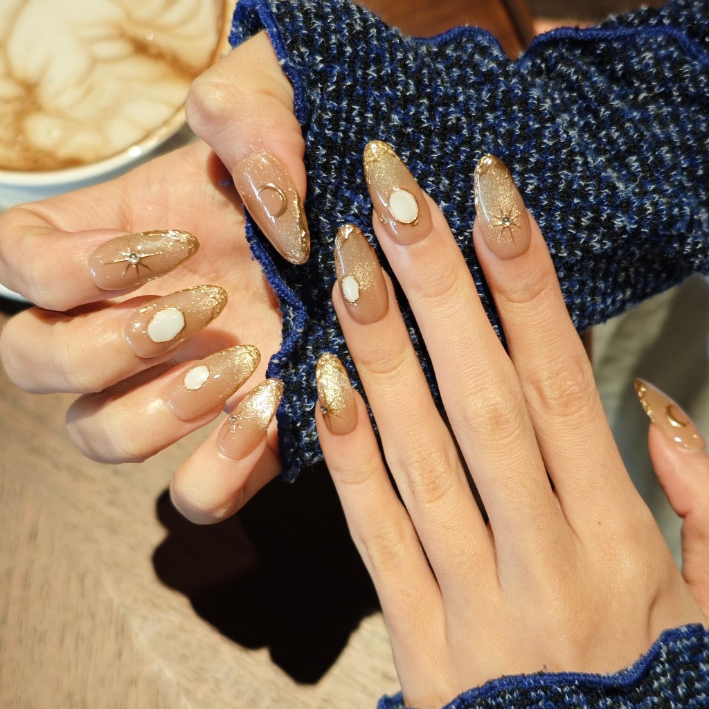 Lunar Elegance Glow Handmade Press On Nails - Arcanus Nails