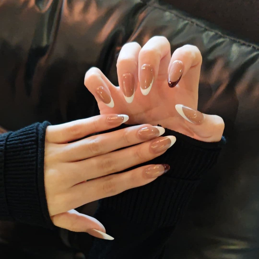 Cocoa Creme Elegance Handmade Press On Nails - Arcanus Nails