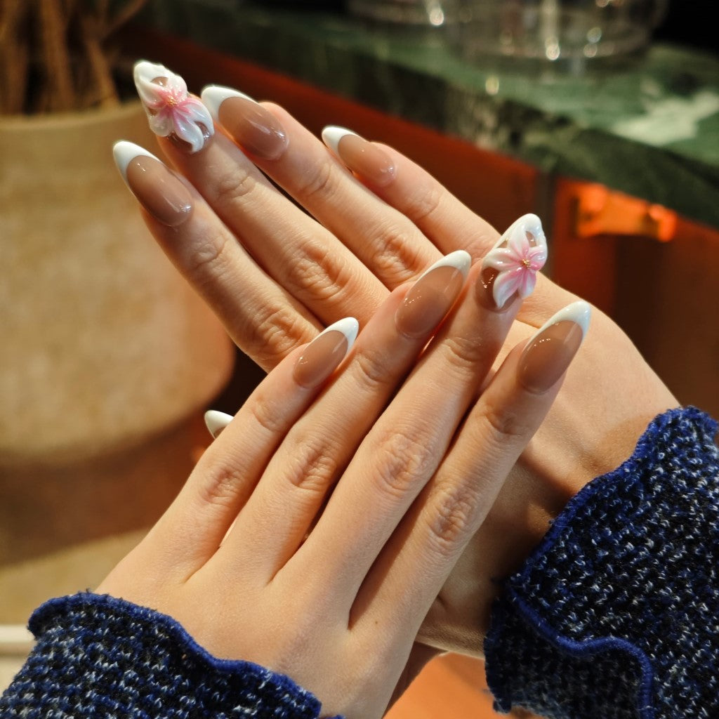 Floral Whisper Elegance Handmade Press On Nails - Arcanus Nails